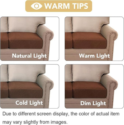 H.VERSAILTEX Super Stretch Individual Seat & Couch Cover Sets - Thick Jacquard Textured Twill Fabric (2 Piece Large Sofa Cushion Covers, Caramel)