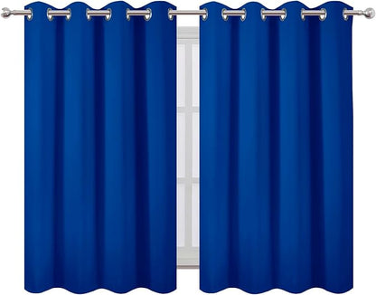 LEMOMO Blackout Curtains 66 x 54 Inch Long Royal Blue Curtains Set of 2 Panels Room Darkening Curtains for Bedroom and Living Room
