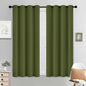 Yakamok Olive Green Curtains 54 Inches Length Blackout Curtain for Bedroom-Green Room Darkening Thermal Insulated Grommet Drapes for Living Room, 52W x 54L,2 Panels