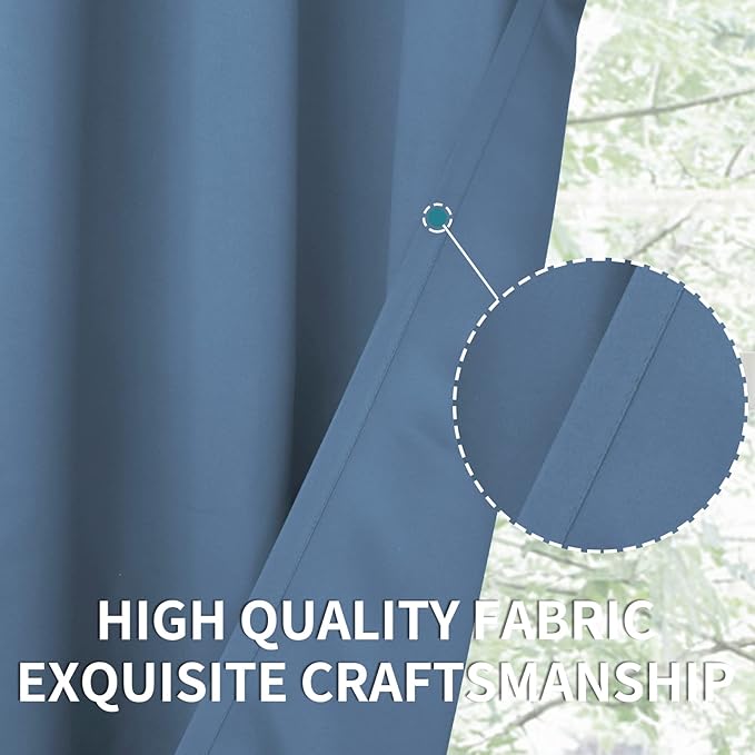 BGment Blackout Curtains for Bedroom - Grommet Thermal Insulated Room Darkening Curtains for Living Room, Set of 2 Panels (42 x 63 Inch, Faded Denim)
