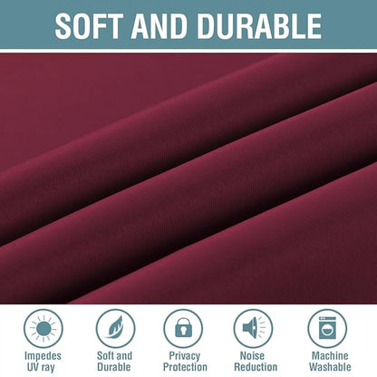 H.VERSAILTEX Light Blocking Blackout Curtains Window Treatment Thermal Insulated Grommet Energy Saving Curtains/Drapes for Bedroom/Living Room (52 x 102 Inch, Burgundy Red)