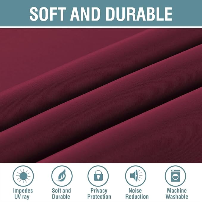 H.VERSAILTEX Light Blocking Blackout Curtains Window Treatment Thermal Insulated Grommet Energy Saving Curtains/Drapes for Bedroom/Living Room (52 x 120 Inch, Burgundy Red)