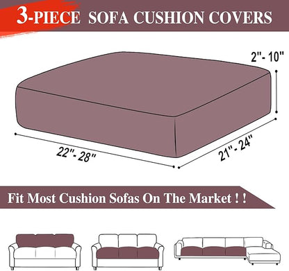 Couch Cushion Covers Seat Cushion Cover Stretch Couch Cover Separate Sectional Sofa Slipcovers Furniture Protector(3 Pieces for Seat or Sofa Backrest, Burgundy)