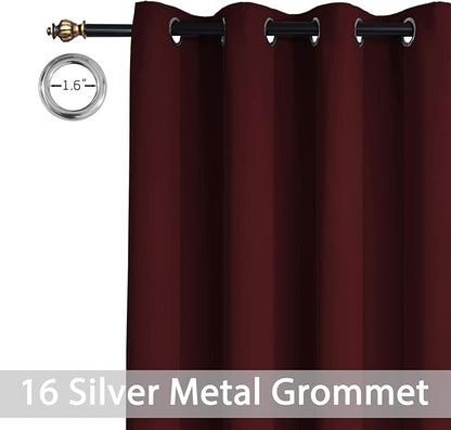 Yakamok Extra Wide Blackout Curtain for Sliding Glass Door, Grommet Thermal Insulated Room Divider Curtain 100W x 84L inch, Room Darkening Patio Curtain,8.3ft Wide x 7ft Tall, 1 Panel,Burgundy Red