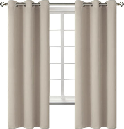 BGment Camel Room Darkening Curtains 63 Inches Long - Grommet Thermal Insulated Drapes Window Treatment Curtains for Bedroom, 2 Panels, 42 x 63 Inch