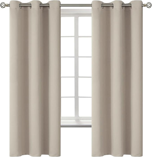 BGment Camel Room Darkening Curtains 63 Inches Long - Grommet Thermal Insulated Drapes Window Treatment Curtains for Bedroom, 2 Panels, 42 x 63 Inch
