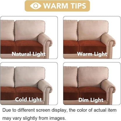 H.VERSAILTEX Velvet Stretch Couch Cushion Cover Plush Cushion Slipcover for Chair Loveseat Sofa Cushion Furniture Protector Seat Cushion Sofa Cover (2 Piece Medium Sofa Cushion Covers, Rust)