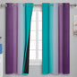 Teal and Purple Gradient Curtains 63 Inch Length 2 panels, Ombre and Wavy Line Pattern Blackout Curtains for Kids Room, Full Light Blocking Thermal Insulated Grommet Drapes for Bedroom, 42x63 Inch