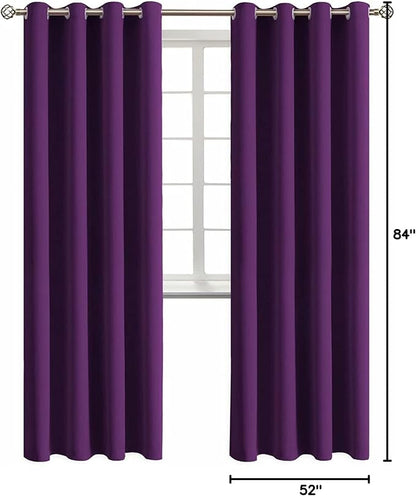 BGment Blackout Curtains - Grommet Thermal Insulated Room Darkening Bedroom and Living Room Curtain, Set of 2 Panels (52 x 84 Inch, Royal Purple)