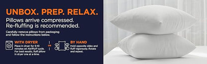 Amazon Basics Square Hypoallergenic Pillow Insert, Down Alternative Fiberfill, Sofa Bed Couch Decorative Stuffer, 18", 2-Pack