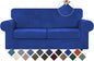 WEERRW Velvet Couch Covers for 2 Cushion Couch Sofa - High Stretch Luxury Velvet Plush 3 Pieces Sofa Slipcovers with Elastic Bottom, Furniture Protector for Pets, Machine Washable, Royal Blue, Medium
