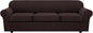 H.VERSAILTEX 4 Piece Stretch Sofa Covers for 3 Cushion Couch Covers for Living Room Furniture Slipcovers (Base Cover Plus 3 Seat Cushion Covers) Upgraded Thicker Jacquard Fabric (XL Sofa, Chocolate)