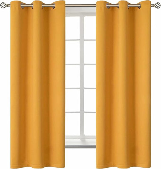 BGment Room Darkening Curtains 63 Inches Long - Grommet Thermal Insulated Drapes Window Treatment Curtains for Bedroom, 2 Panels, 42 x 63 Inch, Mustard Yellow
