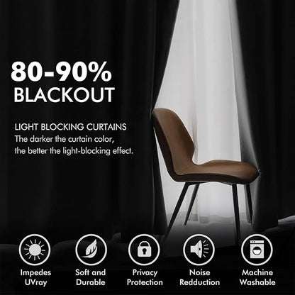 MIULEE Velvet Curtains Black Elegant Grommet Thermal Insulated Soundproof Room Darkening Curtain/Drapes for Classical Living Room Bedroom Halloween Decor 66 x 96 Inch Set of 2