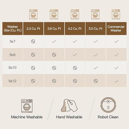 Lofus 9x12 Area Rug for Living Room,Brown Washable Large Rugs with Non-Slip Backing,Soft Neutral Carpets for Bedroom Dining Room Home Office Indoor Nursery