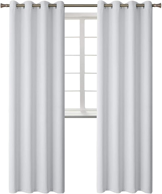 BGment Blackout Curtains - Grommet Thermal Insulated Room Darkening Bedroom and Living Room Curtains, Set of 2 Panels (52 x 120 Inch, Greyish White)
