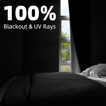 NIGHTON Portable Blackout Curtains 71"×57" Strong Hook and Loop Tape Strips with Adhesive,Black out Shades That can be Cut,100% Blackout Material Blackout Blinds for Baby Nursery or Travel-Black 2Pack