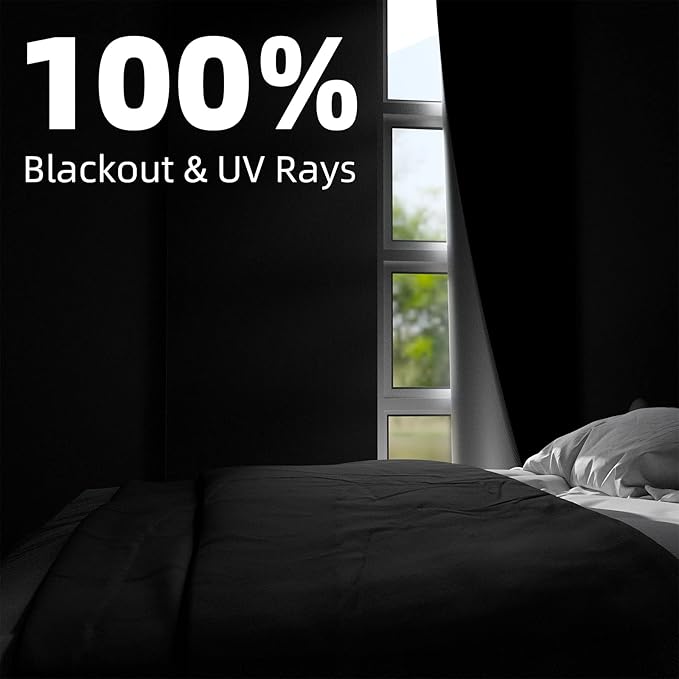 NIGHTON Portable Blackout Curtains 35"×59" Strong Hook&Loop Tape Strips with Adhesive,Black Out Shades That can be Cut,100% Blackout Material Blackout Blinds for Baby Nursery or Travel-Black 2Pack-01