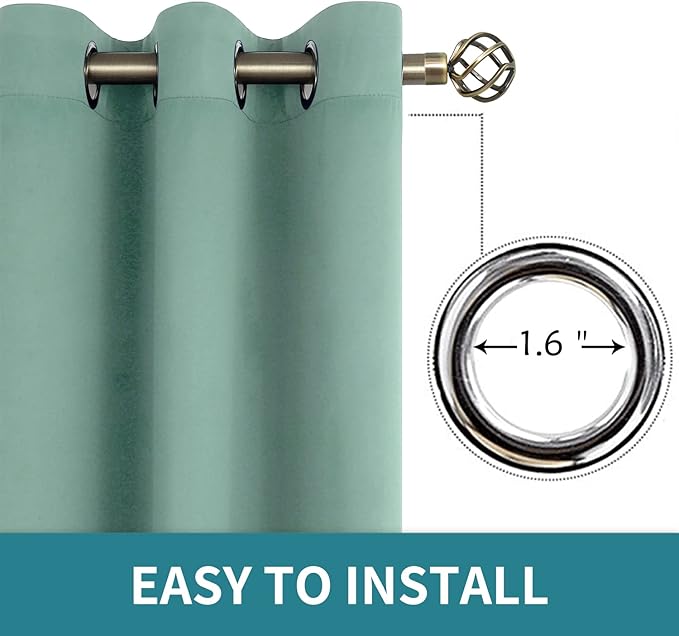 BGment Blackout Curtains - Grommet Thermal Insulated Room Darkening Bedroom and Living Room Curtains, Set of 2 Panels (42 x 72 Inch, Frosty Green)