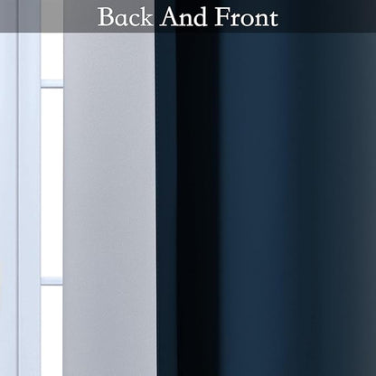 SimpleHome Ombre Room Darkening Curtains for Living Room, Light Blocking Gradient Navy Blue to Greyish White Thermal Insulated Grommet Window Curtains/Drapes for Bedroom, 2 Panels, 70x63 inches Length