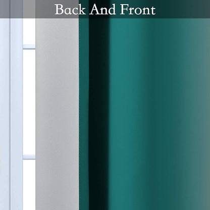 SimpleHome Ombre Room Darkening Curtains 45 inches Length for Bedroom,Grommet Gradient Light Blocking Teal Gradient Window Curtains for Living Room,2 Panels, 52x45 inches