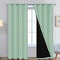 Yakamok Sage 100% Blackout Curtains, Total Blackout Lined Curtain Panels for Bedroom, 2 Thick Layers Grommet Top Thermal Insulated Blackout Drapes for Living Room(52Wx96L, Light Sage, 2 Panels)