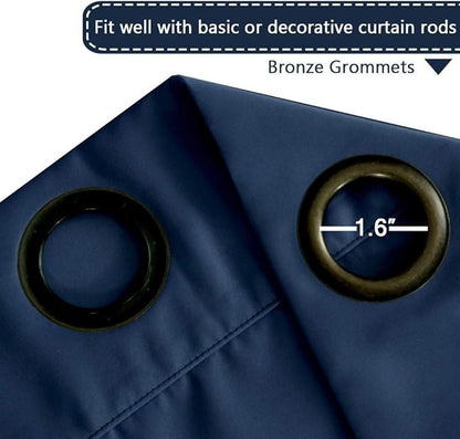 H.VERSAILTEX Blackout Patio Curtains 100 x 96 Inches for Sliding Door Extral Wide Blackout Curtain Panels Thermal Insulated Room Divider - Grommet Top, 8' Tall by 8.5' Wide - Navy Blue
