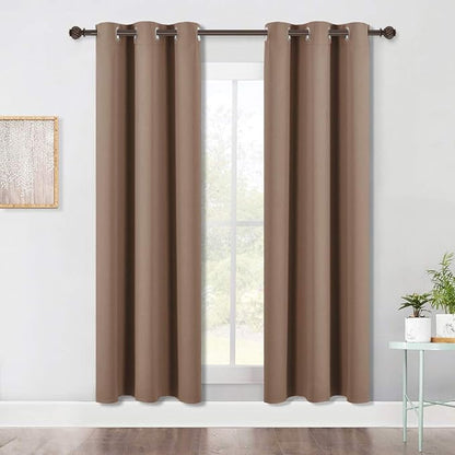 NICETOWN Blackout Draperies Curtains Window Drapes, Window Treatment Thermal Insulated Solid Grommet Blackout Panels for Bedroom (One Pair, 42 by 72 Inch, Cappuccino)