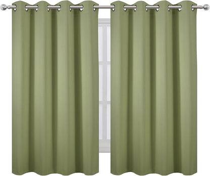 LEMOMO Sage Green Thermal Blackout Curtains/52 x 54 Inch/Set of 2 Panels Room Darkening Curtains for Bedroom