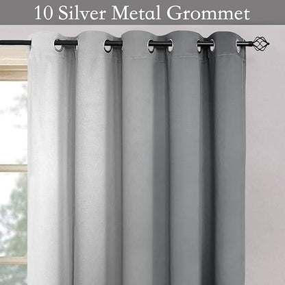 SimpleHome Ombre Room Darkening Curtains for Bedroom, Gradient Grey to Gray White Light Blocking Thermal Insulated Grommet Window Curtains/Drapes for Living Room,2 Panels, 62x84 inches Length