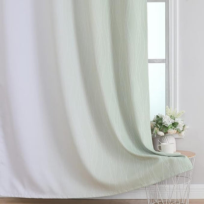 Estelar Textiler Sage and Greyish White Blackout Curtains 54 Inch Length, Light Blocking Gradient Grommet Drapes for Living Room, Thermal Insulated Ombre Curtains for Bathroom,52Wx54L,2 Panels