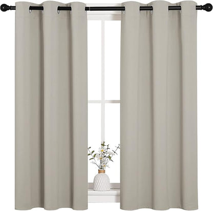 NICETOWN Natural Blackout Shack Curtains Noise Reducing, Thermal Insulated and Privacy Room Darkening Drape Panels for Boy's Guest Room Door Small Short Window (2 Panels, W34 x L48 -Inch)