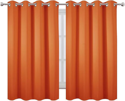 LEMOMO Blackout Curtains 66 x 54 Inch Long Orange Curtains Set of 2 Panels Room Darkening Curtains for Bedroom and Living Room