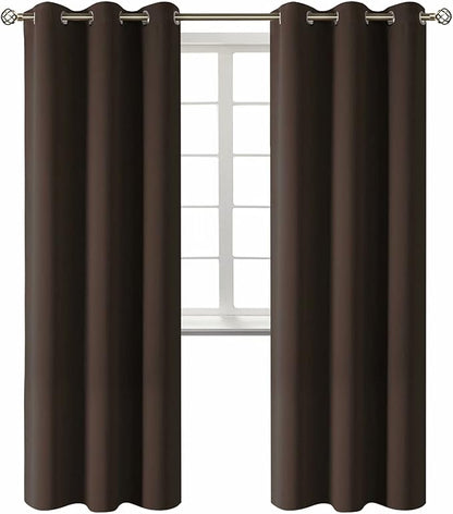 BGment Blackout Curtains for Living Room - Grommet Thermal Insulated Room Darkening Curtains for Bedroom, 2 Panels of 42 x 84 Inch, Brown