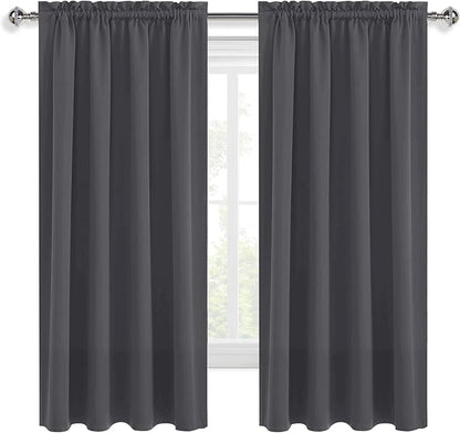 DWCN Blackout Curtains for Bedroom 72 Inch Length 2 Panels Set, Solid Thermal Insulated Energy Saving Rod Pocket Window Treatment Curtains Blackout Drapes (W42 x L72 Inch, Dark Grey)