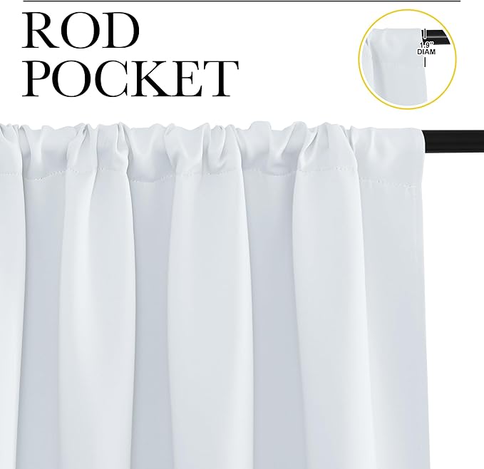 NICETOWN Greyish White Window Curtain Panels - Thermal Insulated Rod Pocket Room Darkening Curtain Sets for Bedroom (Platinum - Greyish White, 2 Panels, 29 by 20)