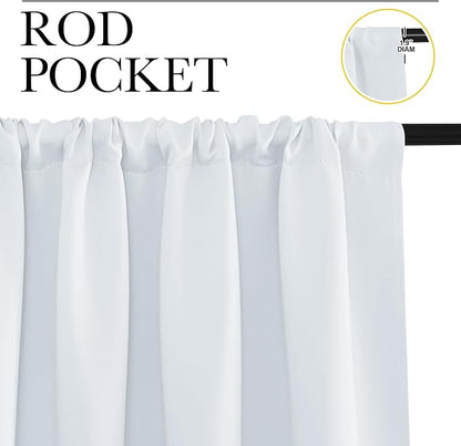 NICETOWN Greyish White Window Curtain Panels - Thermal Insulated Rod Pocket Room Darkening Curtain Sets for Bedroom (Platinum - Greyish White, 2 Panels, 29 by 20)