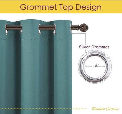 NICETOWN Room Darkening Draperies Window Curtain Panels, Sea Teal, 2 Panels, W60 x L84 -inch, Thermal Insulated Grommet Room Darkening Curtains for Bedroom