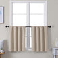 Simplebrand Ava Biscotti Beige Short 30 Inches Blackout Curtain 2 Panels Set, Half Window Rod Pocket Privacy Curtain Tiers for Kitchen, Curtains Blackout for Bathroom Shades, W30 x L30 Inch, Navy Blue