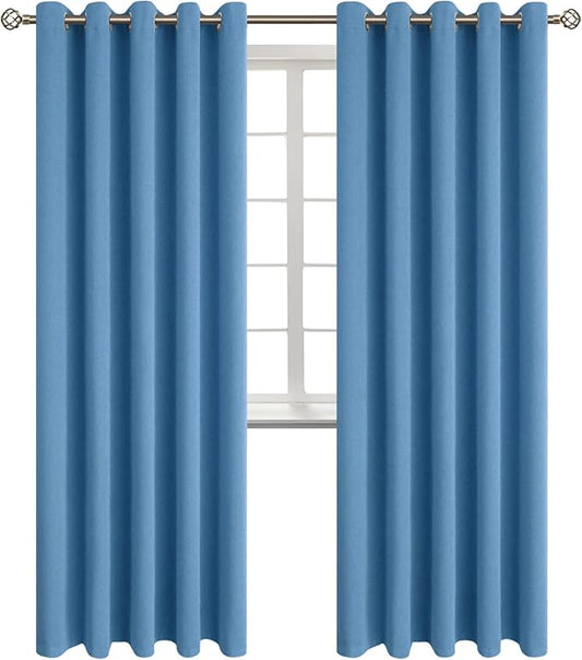 BGment Blackout Curtains - Grommet Thermal Insulated Room Darkening Bedroom and Living Room Curtains, Set of 2 Panels (70 x 84 Inch, Denim)