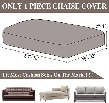 Couch Cushion Cover Chaise Lounge Cover Washable Separate Seat Chaise Couch Cover Stretch Sectional Sofa Slipcover(1 Piece for Chaise or Sofa 3-Seater, Taupe)