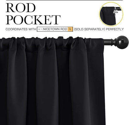 NICETOWN Short Curtains 36 inches Long, Black Out RV Bunk Panels, Kitchen Window Curtains Over Sink, Thermal Insulating Blackout Drapes/Draperies for Small Window (2 Panels, 42 inches Wide)