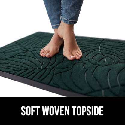 GORILLA GRIP 100% Waterproof All-Season WeatherMAX Doormat, 60x24, US Designed Natural Rubber, Stain and Fade Resistant, Low Profile Indoor Outdoor Door Mats, Easy Clean Patio Mat, Green Palm