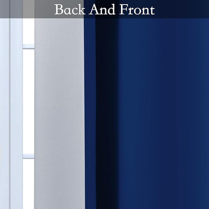 SimpleHome Ombre Room Darkening Curtains for Bedroom, Gradient Royal Blue to Grey White Light Blocking Thermal Insulated Grommet Window Curtain/Drapes for Living Room,2 Panels, 52x84 inches Length