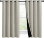 NICETOWN 100% Blackout Curtains 57 inches Long, Double-Deck Completely Blackout Window Treatment Thermal Insulated Lined Drapes for Small Window (Natural, 1 Pair, 55 inches Width Each Panel)