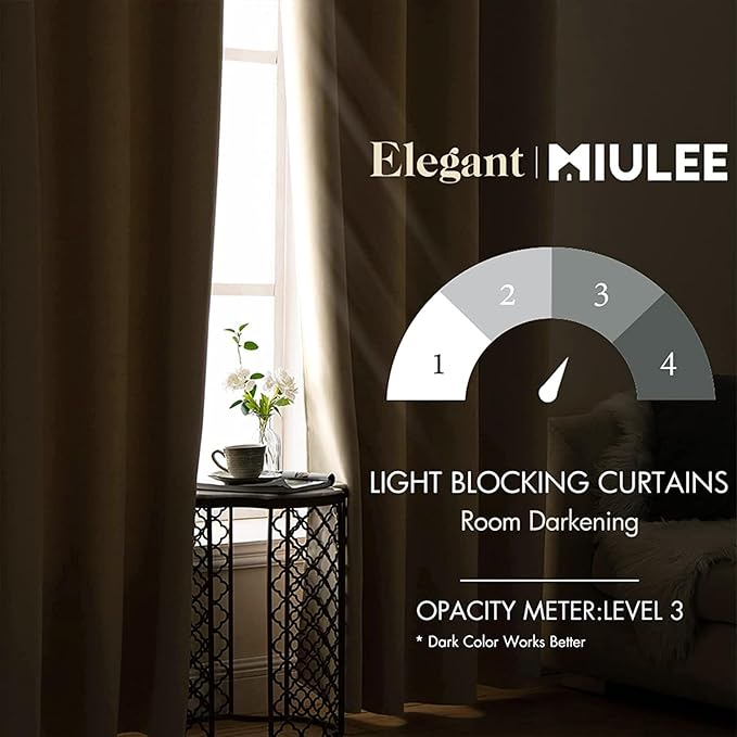 MIULEE 63" Long Room Darkening Curtains Thermal Insulated Drapes Solid Window Treatment Set Grommet Top Light Blocking Blackout Curtain for Living Room/Bedroom 2 Panels Cream Beige