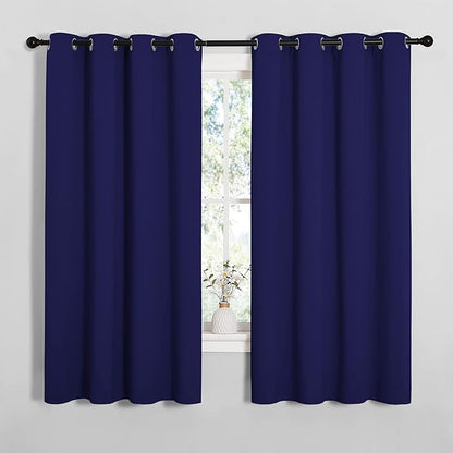 NICETOWN Blackout Draperies Curtains, All Season Thermal Insulated Solid Grommet Top Blackout Curtains/Drapes for Kid's Room (Royal Blue, 1 Pair, 55 x 68 inches)
