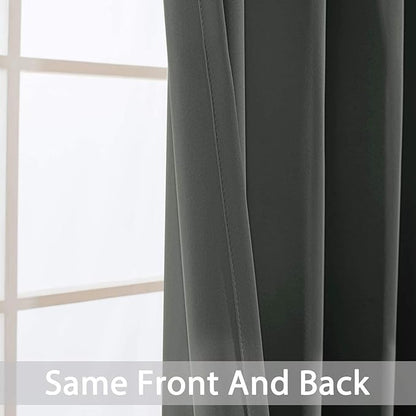 Yakamok Blackout Gray Curtains for Patio Sliding Door, Thermal Insulated Blackout Curtains for Bedroom Living Room Curtains 84 inches Long, Grommet Top Window Shades (Dark Grey, Set of 1 Panel)