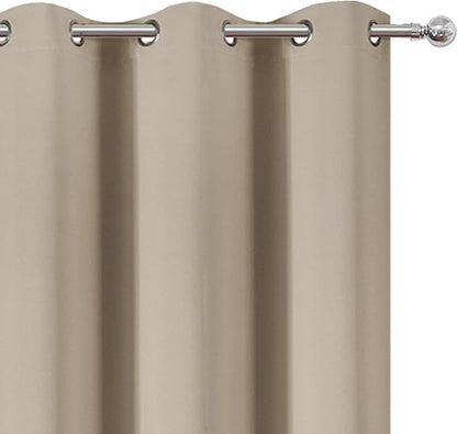 LEMOMO Khaki Thermal Blackout Curtains/42 x 95 Inch/Set of 2 Panels Room Darkening Curtains for Bedroom