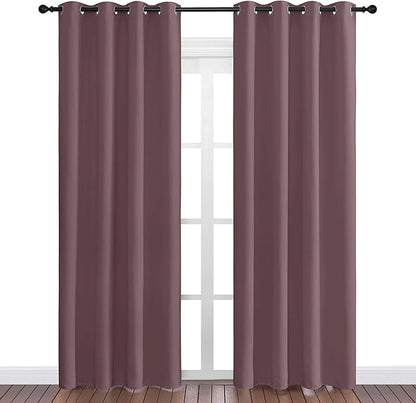 NICETOWN Dry Rose Blackout Curtains 86" Long for Office, Dining Room, 55" Wide, 2 Pieces, Guest Room, Sound Reducing Heat and Cold Block Curtain Panels for Modern Decorative